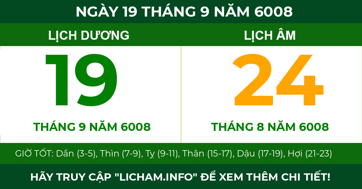 lịch âm ngày 19 tháng 9 năm 6008