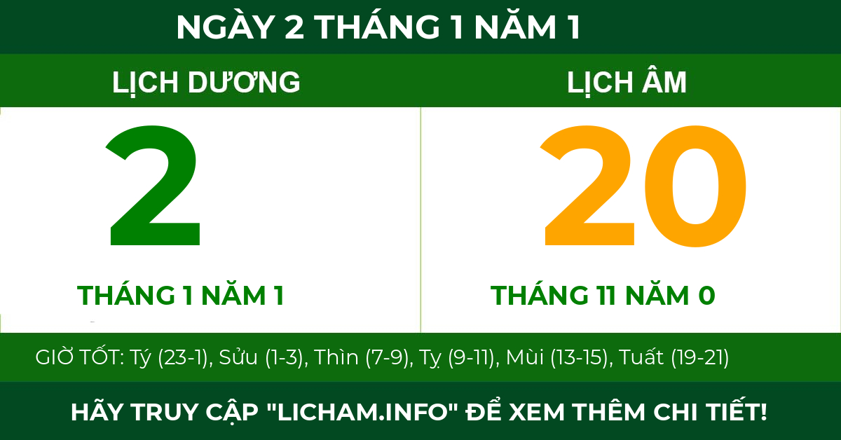 lịch âm ngày 2 tháng 1 năm 1