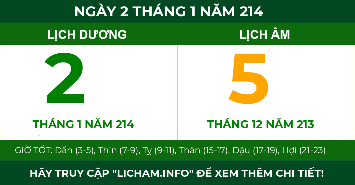 lịch âm ngày 2 tháng 1 năm 214