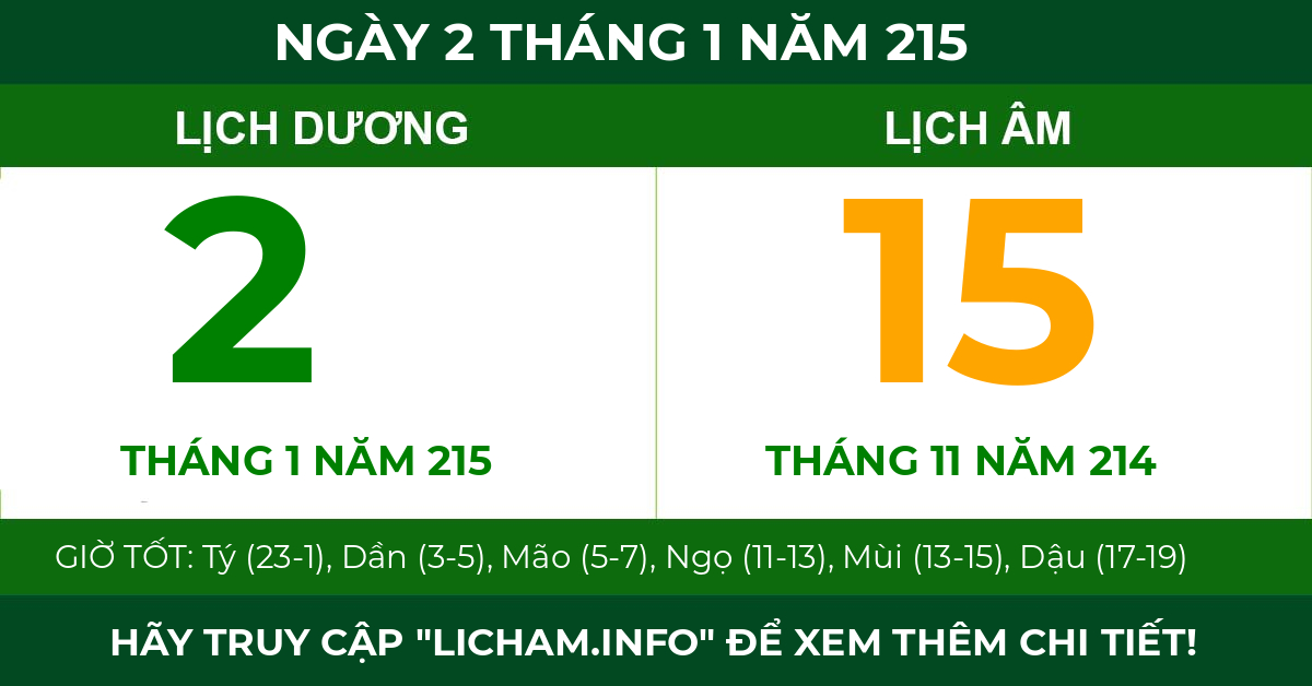 lịch âm ngày 2 tháng 1 năm 215