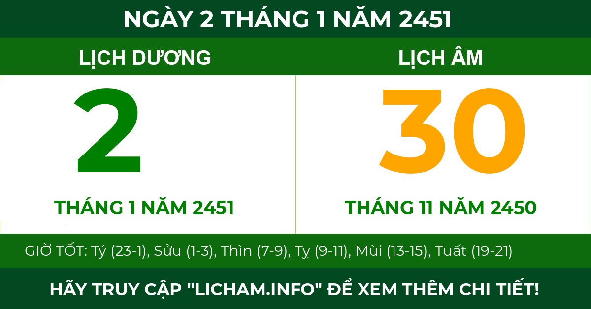 lịch âm ngày 2 tháng 1 năm 2451