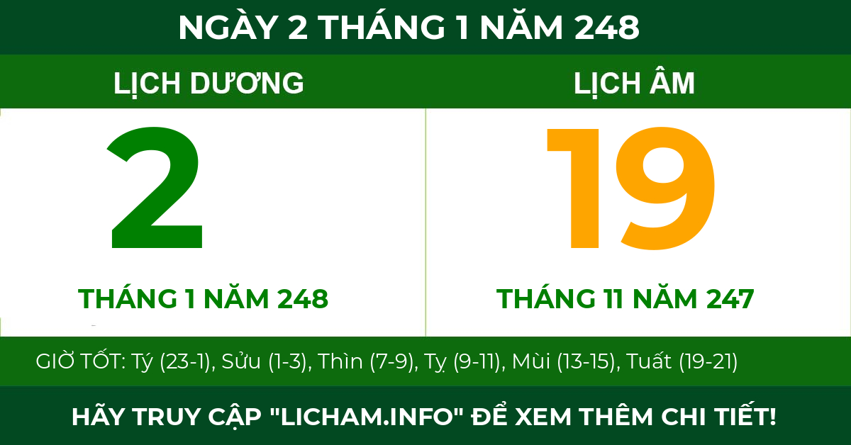 lịch âm ngày 2 tháng 1 năm 248
