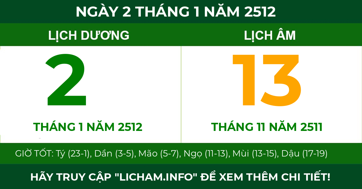 lịch âm ngày 2 tháng 1 năm 2512