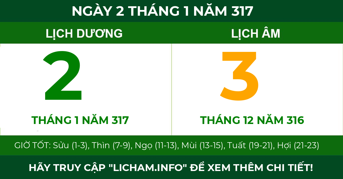 lịch âm ngày 2 tháng 1 năm 317