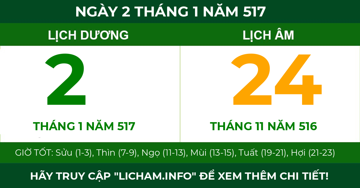 lịch âm ngày 2 tháng 1 năm 517