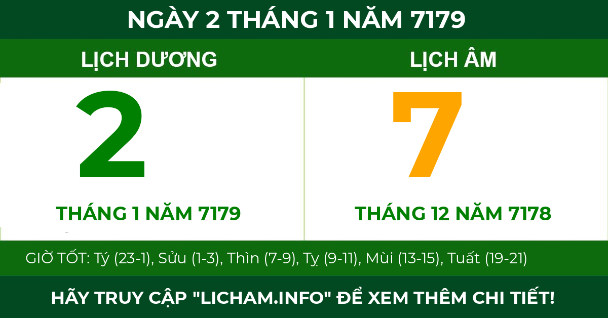 lịch âm ngày 2 tháng 1 năm 7179
