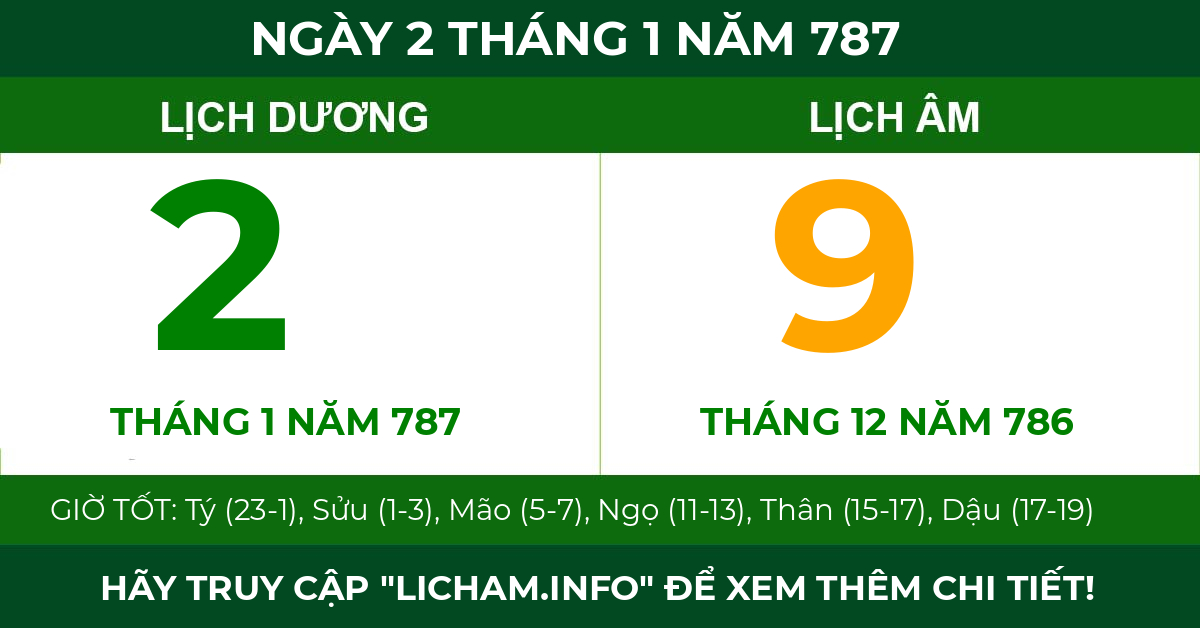 lịch âm ngày 2 tháng 1 năm 787