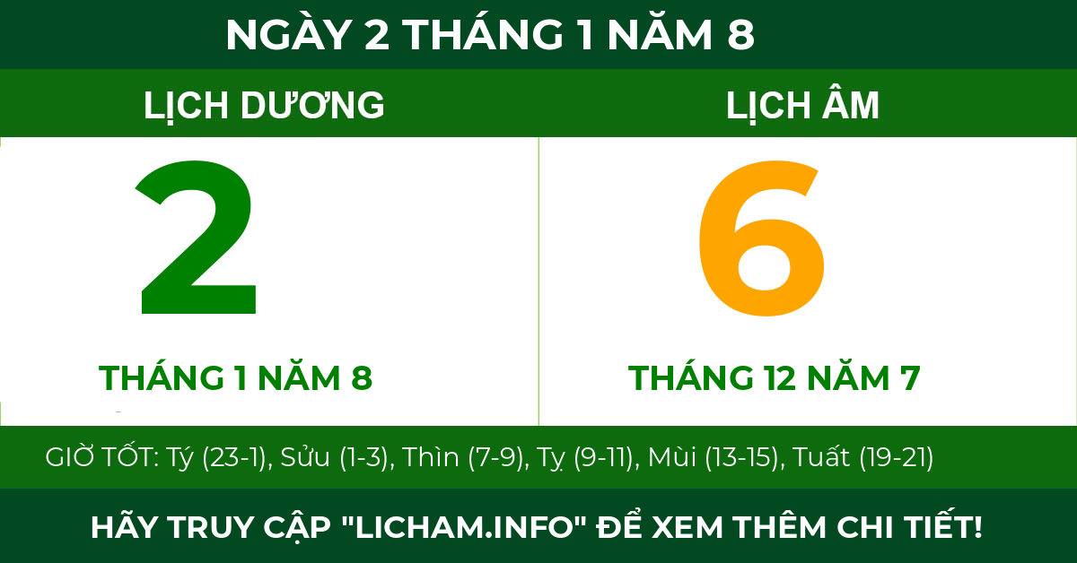 lịch âm ngày 2 tháng 1 năm 8