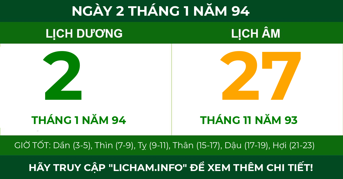 lịch âm ngày 2 tháng 1 năm 94