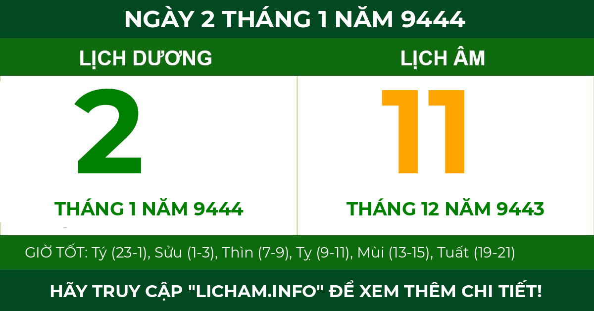 lịch âm ngày 2 tháng 1 năm 9444