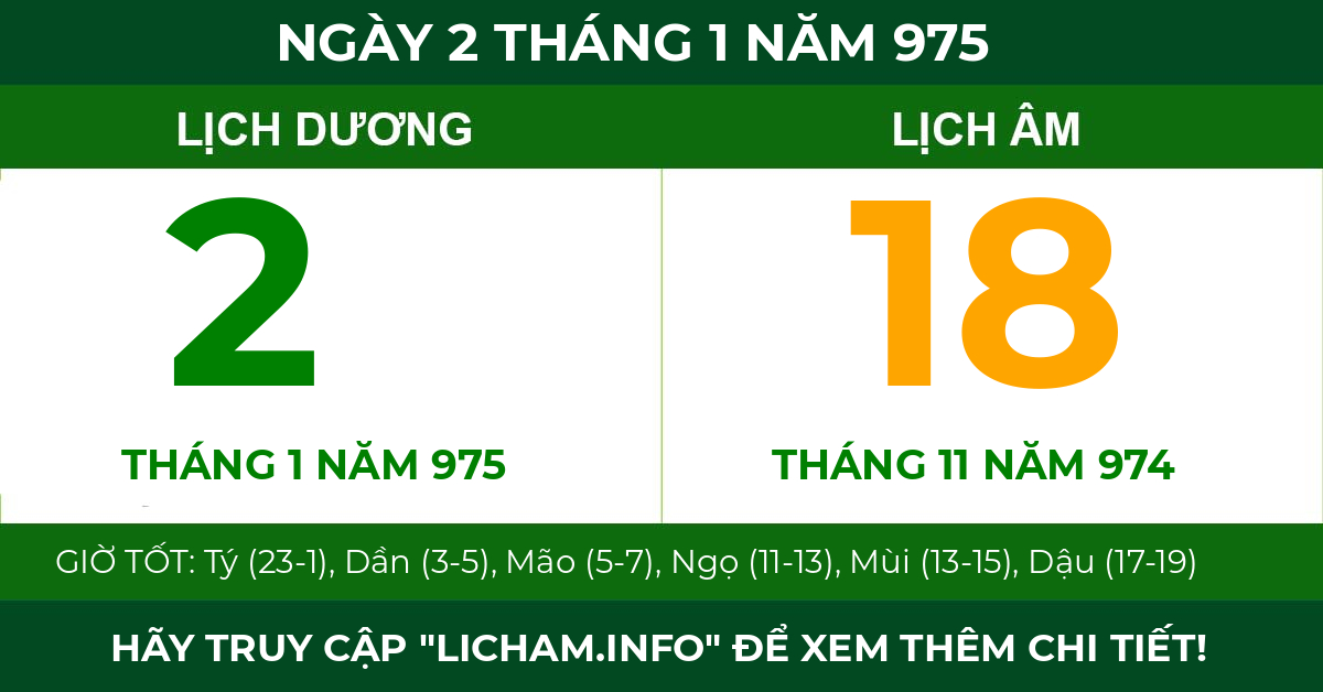 lịch âm ngày 2 tháng 1 năm 975