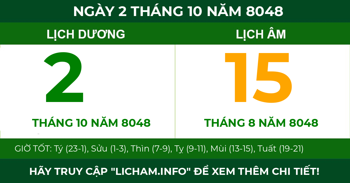 lịch âm ngày 2 tháng 10 năm 8048