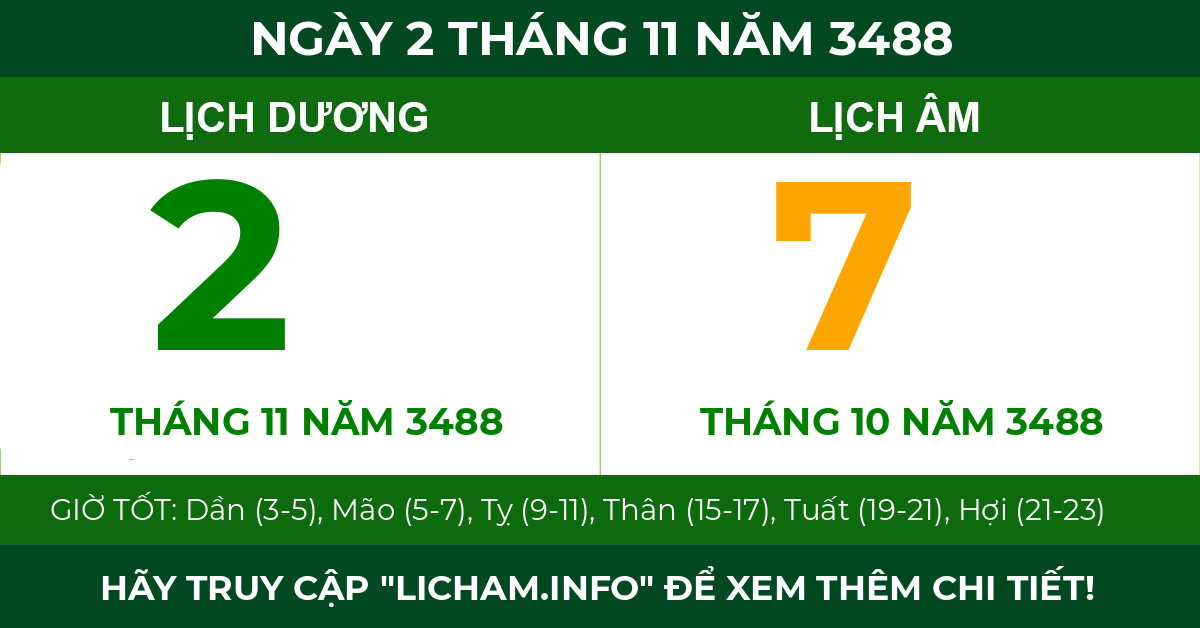 lịch âm ngày 2 tháng 11 năm 3488