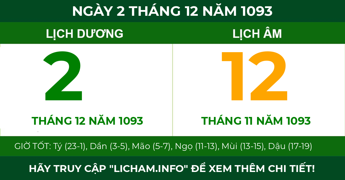 lịch âm ngày 2 tháng 12 năm 1093
