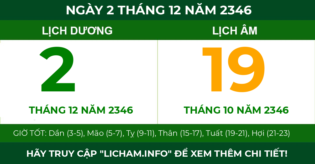 lịch âm ngày 2 tháng 12 năm 2346
