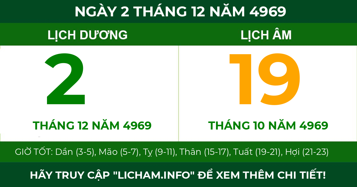 lịch âm ngày 2 tháng 12 năm 4969