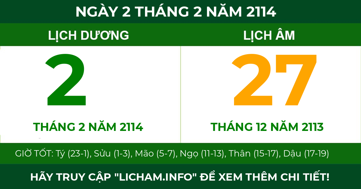 lịch âm ngày 2 tháng 2 năm 2114