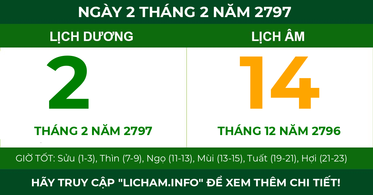 lịch âm ngày 2 tháng 2 năm 2797