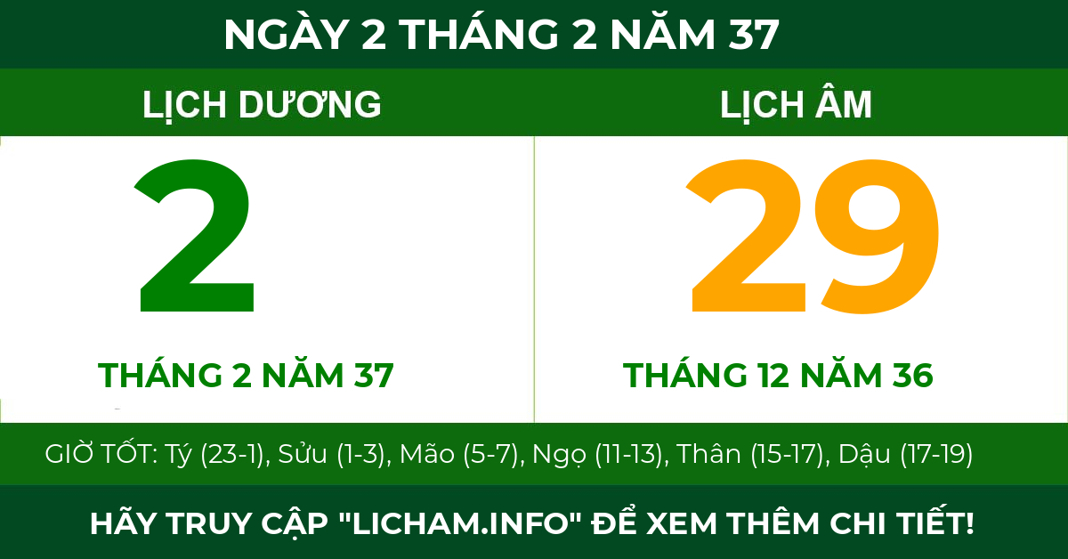 lịch âm ngày 2 tháng 2 năm 37