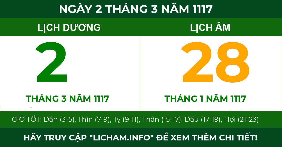 lịch âm ngày 2 tháng 3 năm 1117