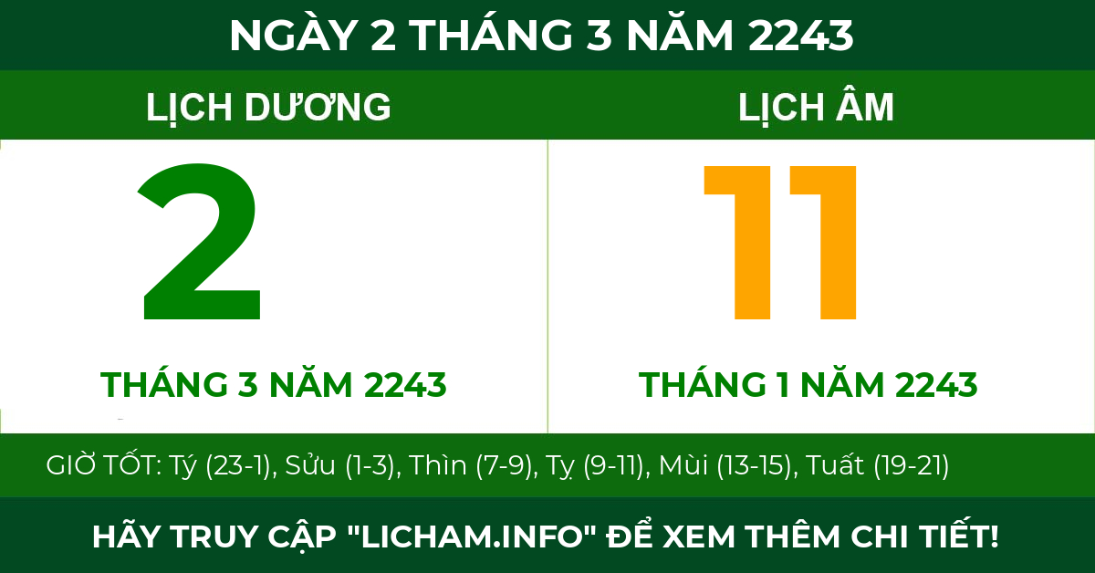 lịch âm ngày 2 tháng 3 năm 2243
