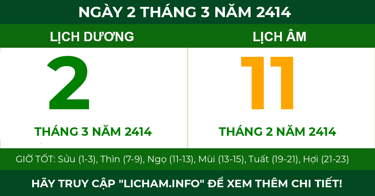 lịch âm ngày 2 tháng 3 năm 2414