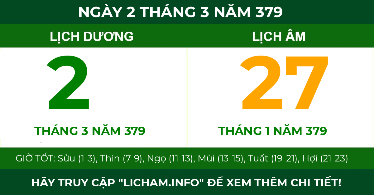 lịch âm ngày 2 tháng 3 năm 379