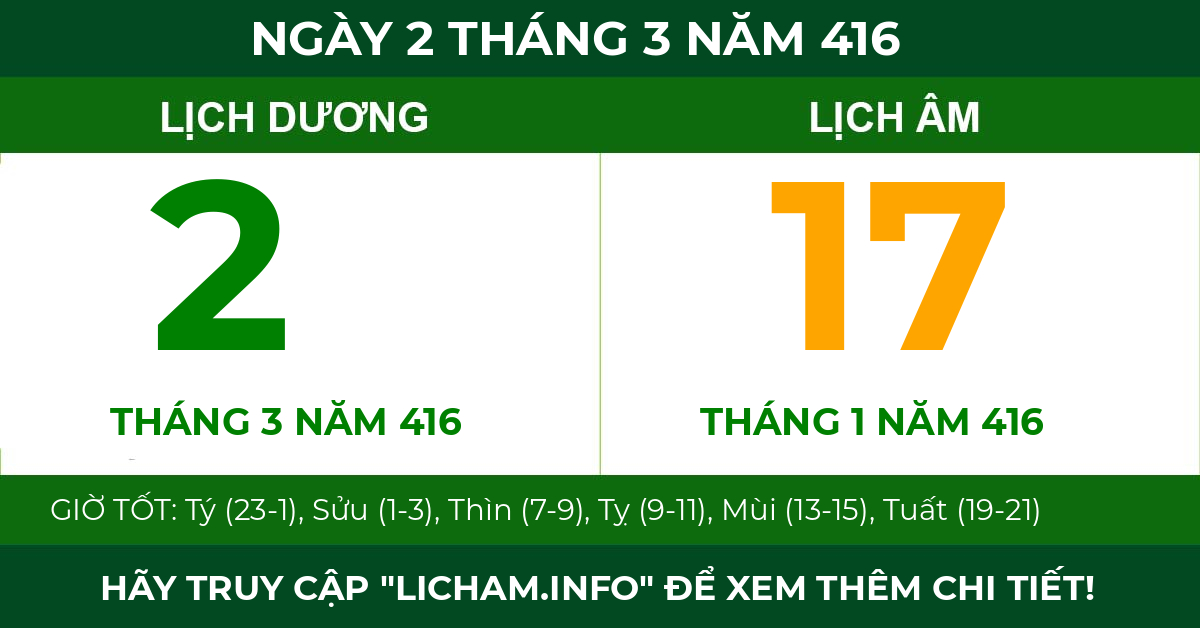 lịch âm ngày 2 tháng 3 năm 416