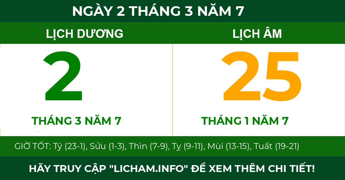 lịch âm ngày 2 tháng 3 năm 7