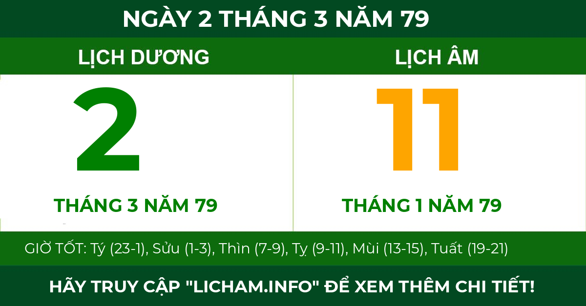 lịch âm ngày 2 tháng 3 năm 79