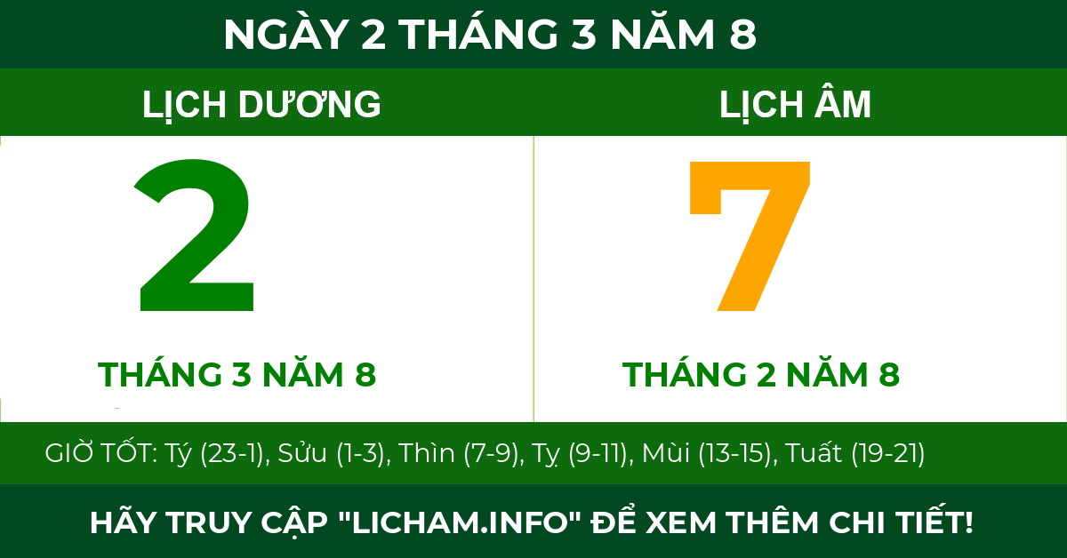 lịch âm ngày 2 tháng 3 năm 8