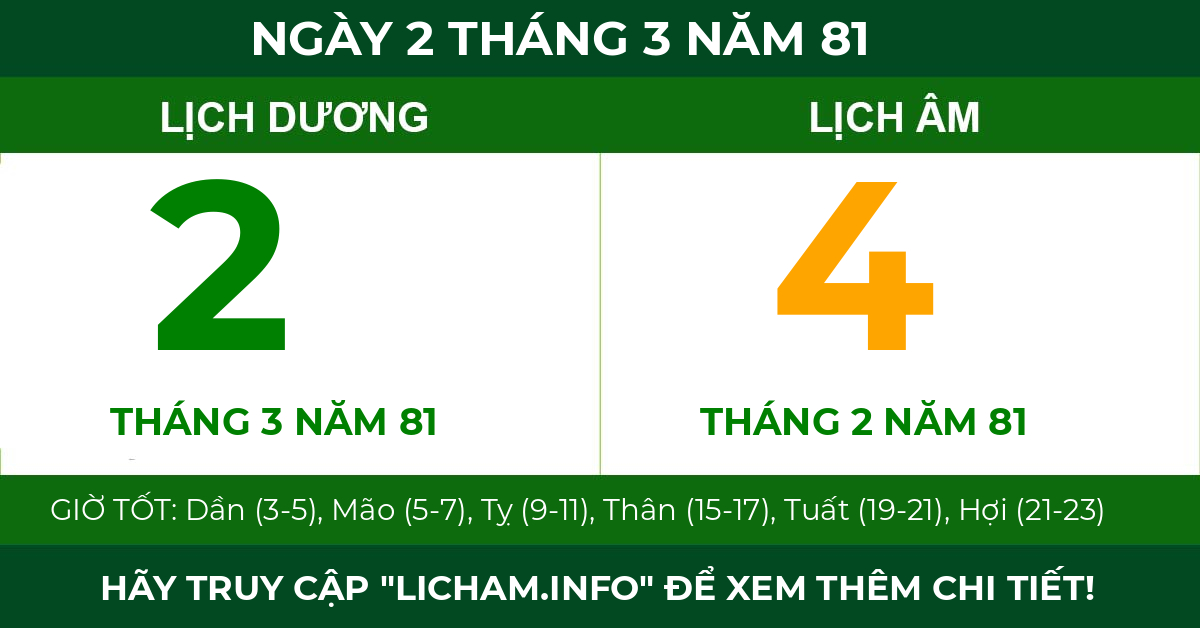 lịch âm ngày 2 tháng 3 năm 81