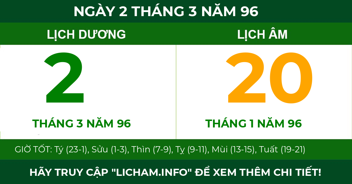 lịch âm ngày 2 tháng 3 năm 96