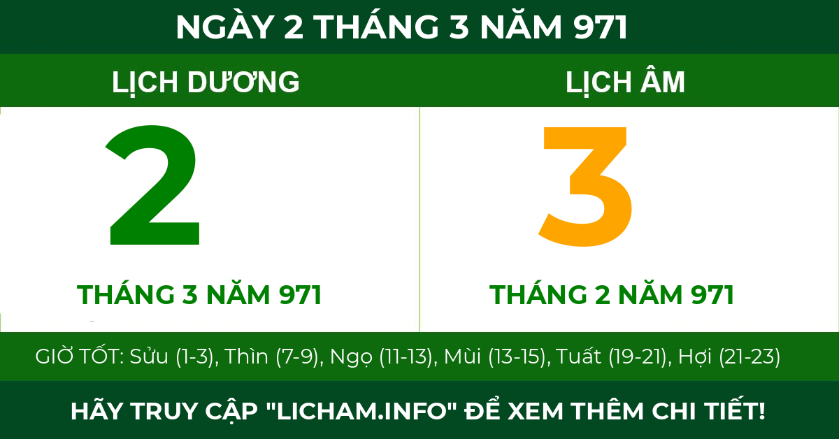 lịch âm ngày 2 tháng 3 năm 971