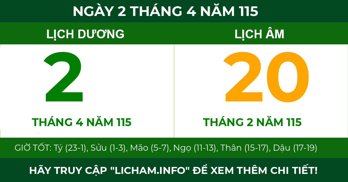 lịch âm ngày 2 tháng 4 năm 115