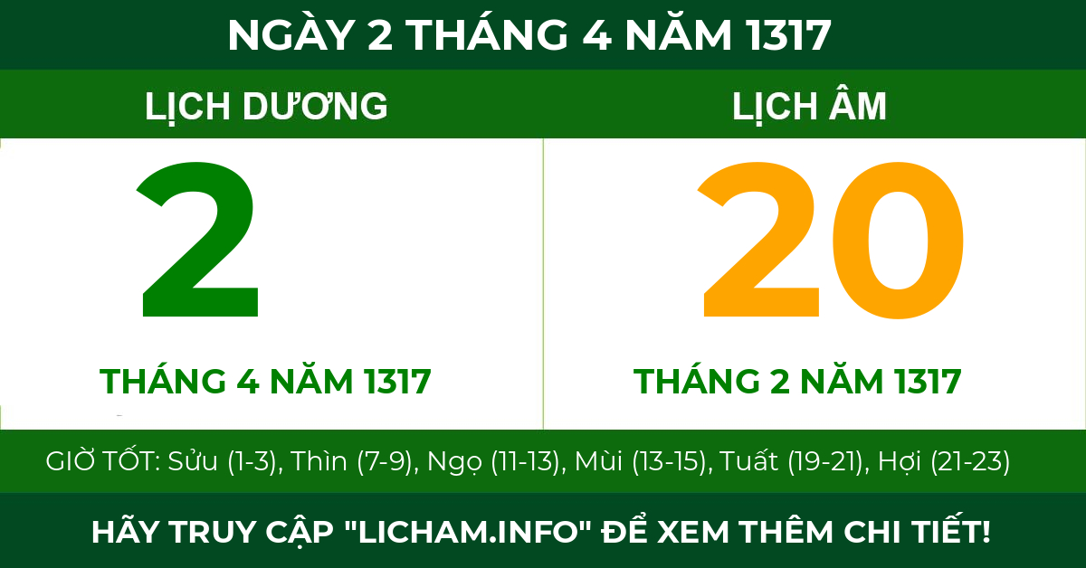 lịch âm ngày 2 tháng 4 năm 1317