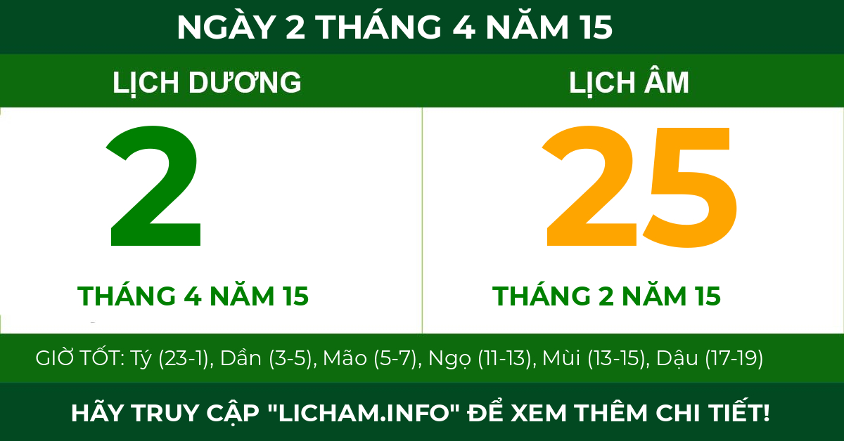 lịch âm ngày 2 tháng 4 năm 15