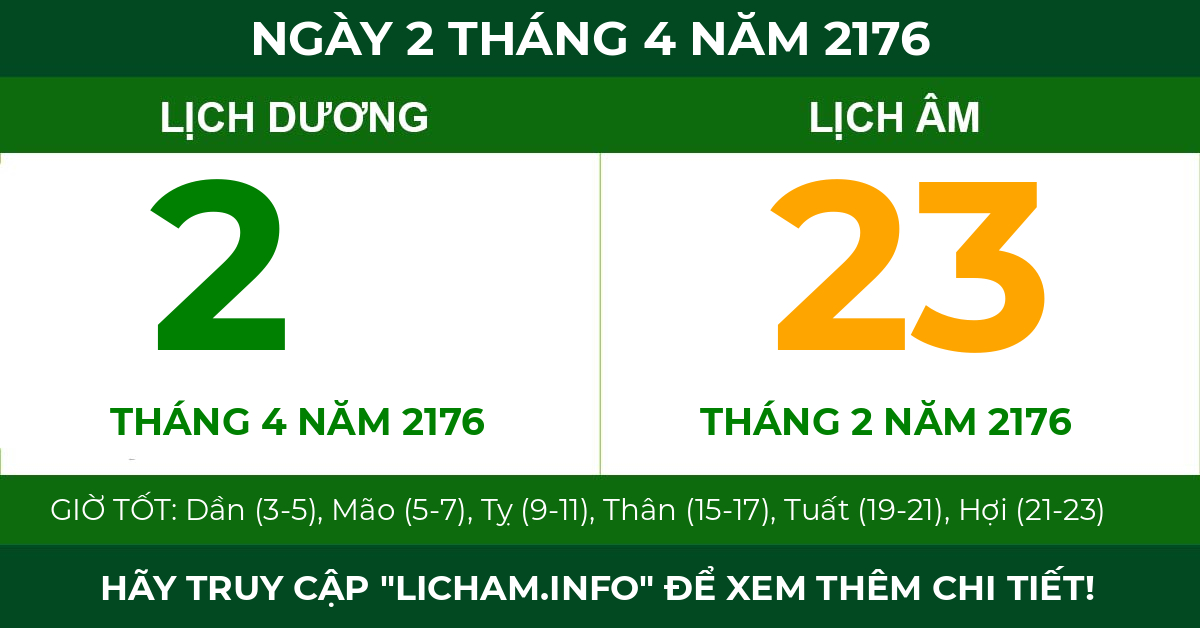 lịch âm ngày 2 tháng 4 năm 2176