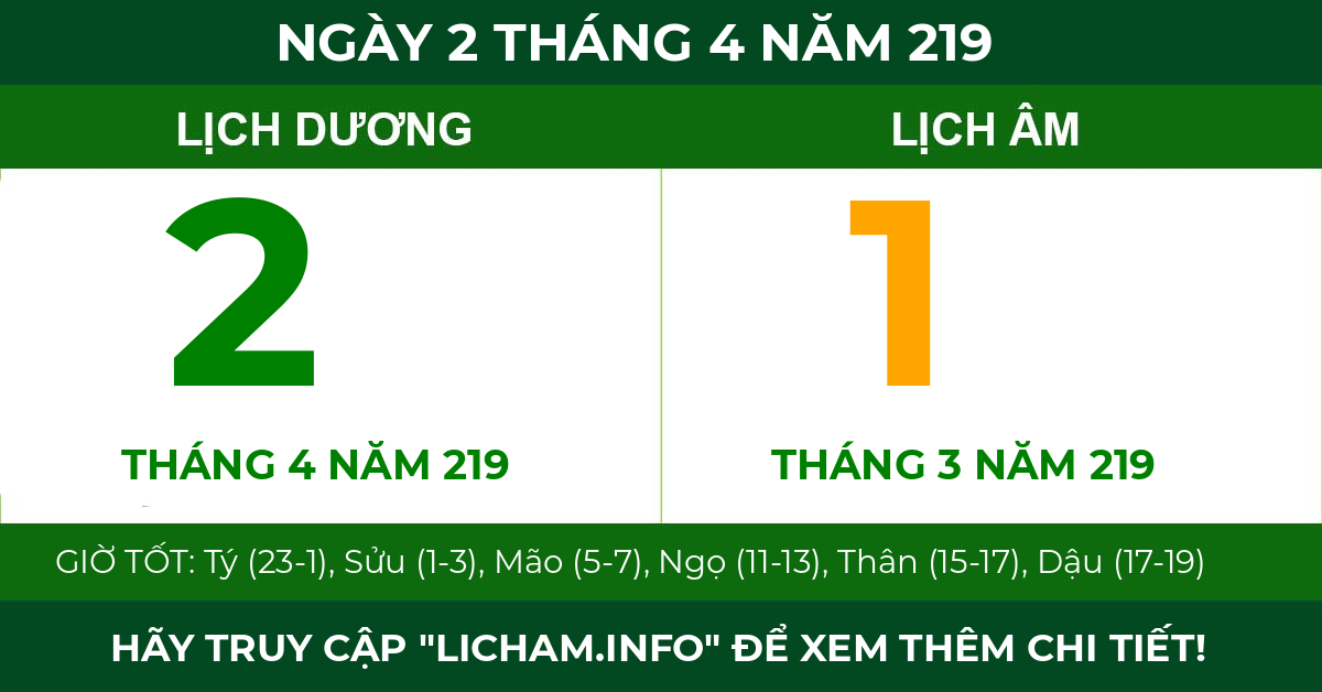 lịch âm ngày 2 tháng 4 năm 219