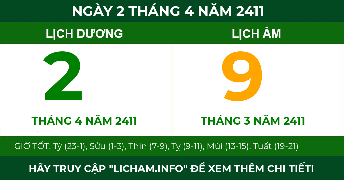 lịch âm ngày 2 tháng 4 năm 2411