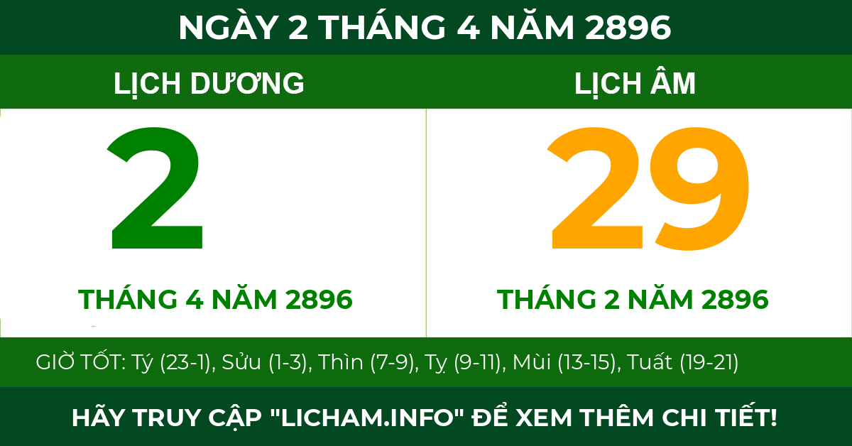 lịch âm ngày 2 tháng 4 năm 2896