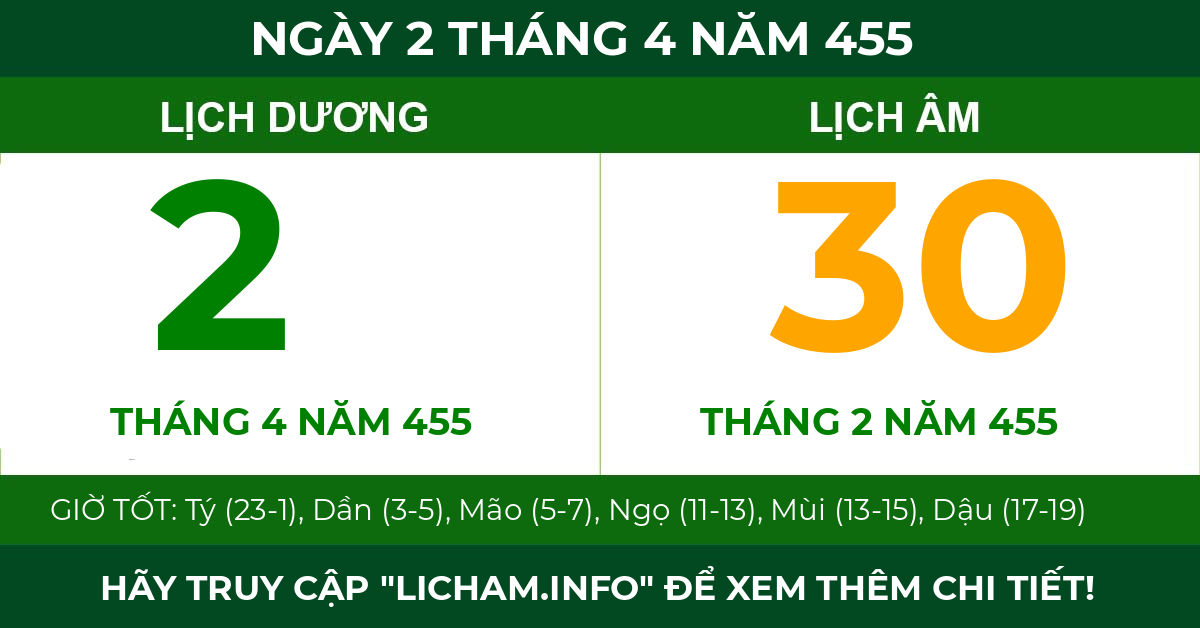 lịch âm ngày 2 tháng 4 năm 455