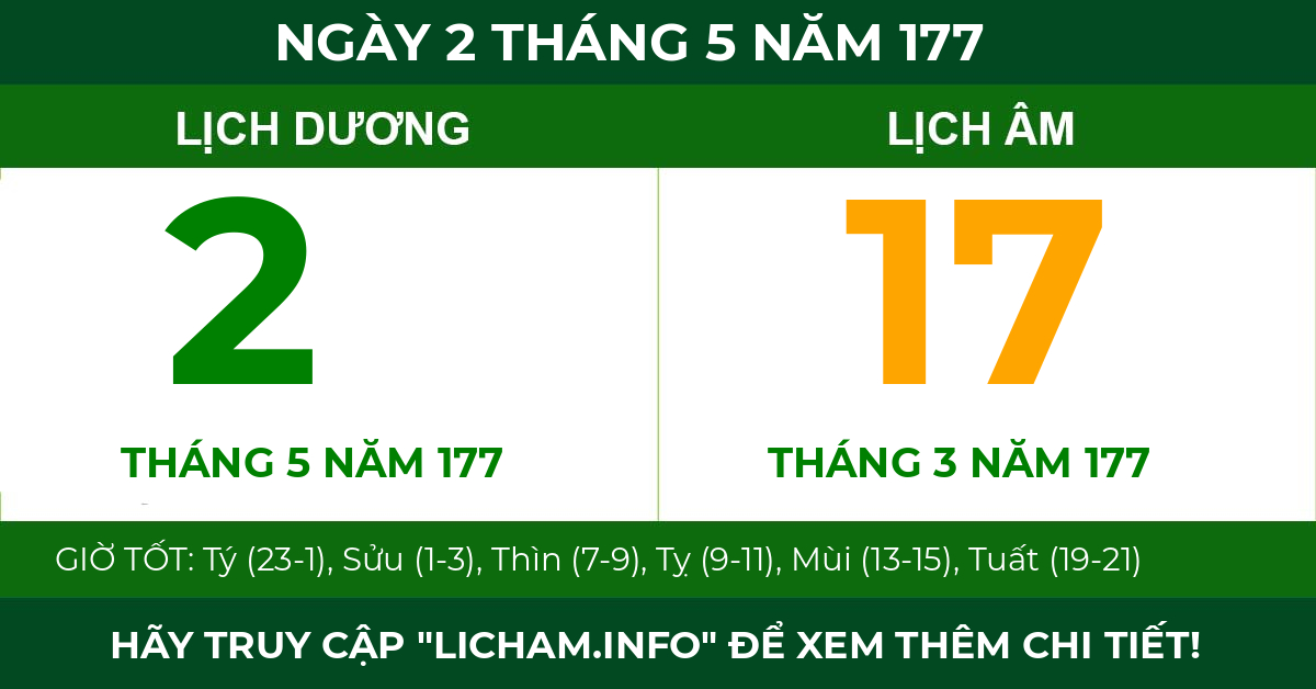 lịch âm ngày 2 tháng 5 năm 177