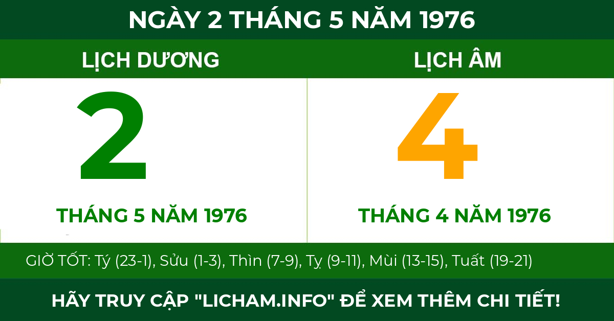 lịch âm ngày 2 tháng 5 năm 1976