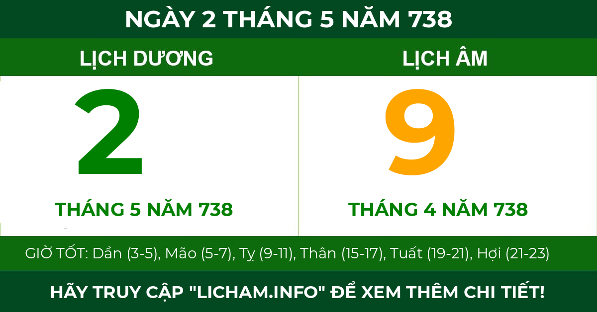 lịch âm ngày 2 tháng 5 năm 738