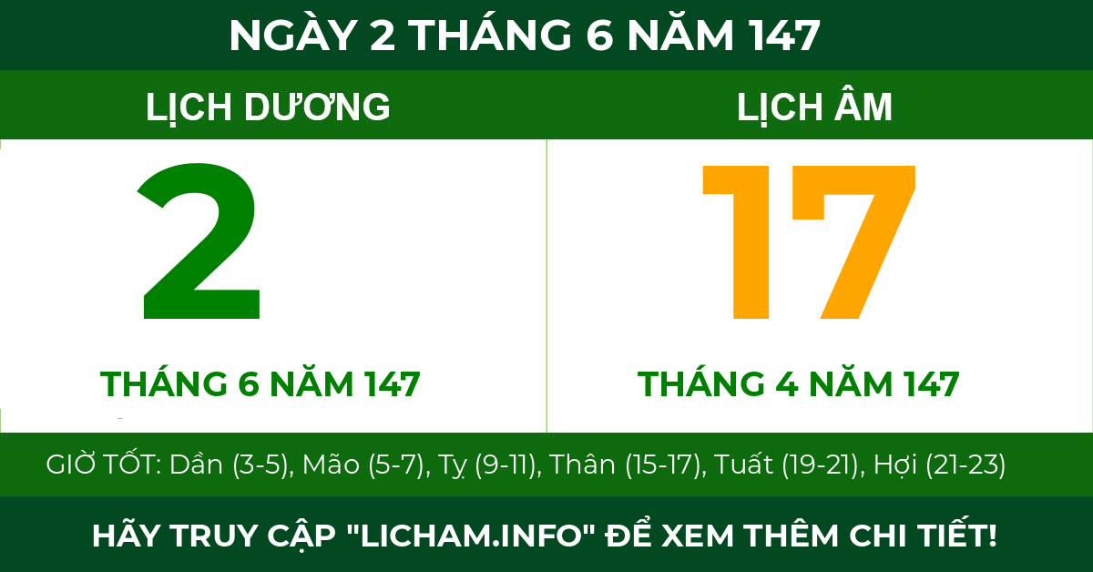 lịch âm ngày 2 tháng 6 năm 147