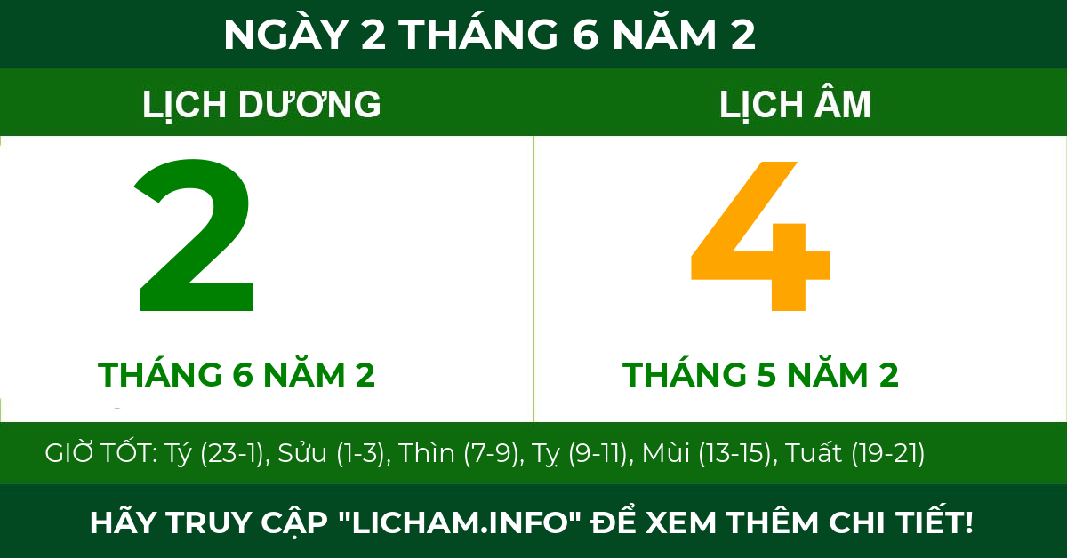 lịch âm ngày 2 tháng 6 năm 2