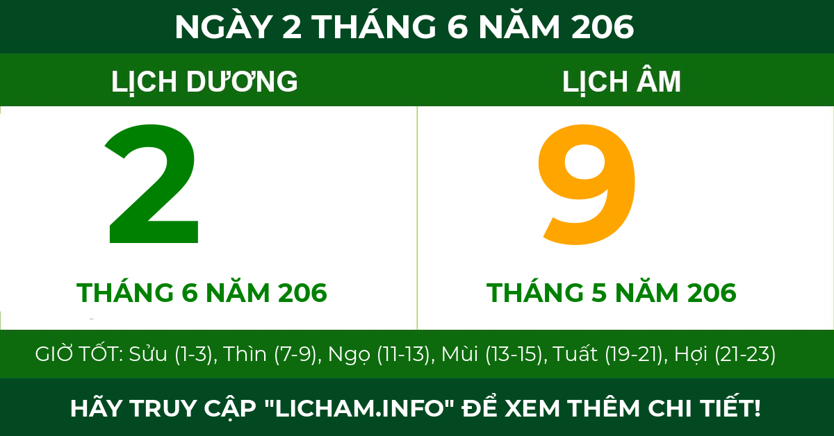 lịch âm ngày 2 tháng 6 năm 206