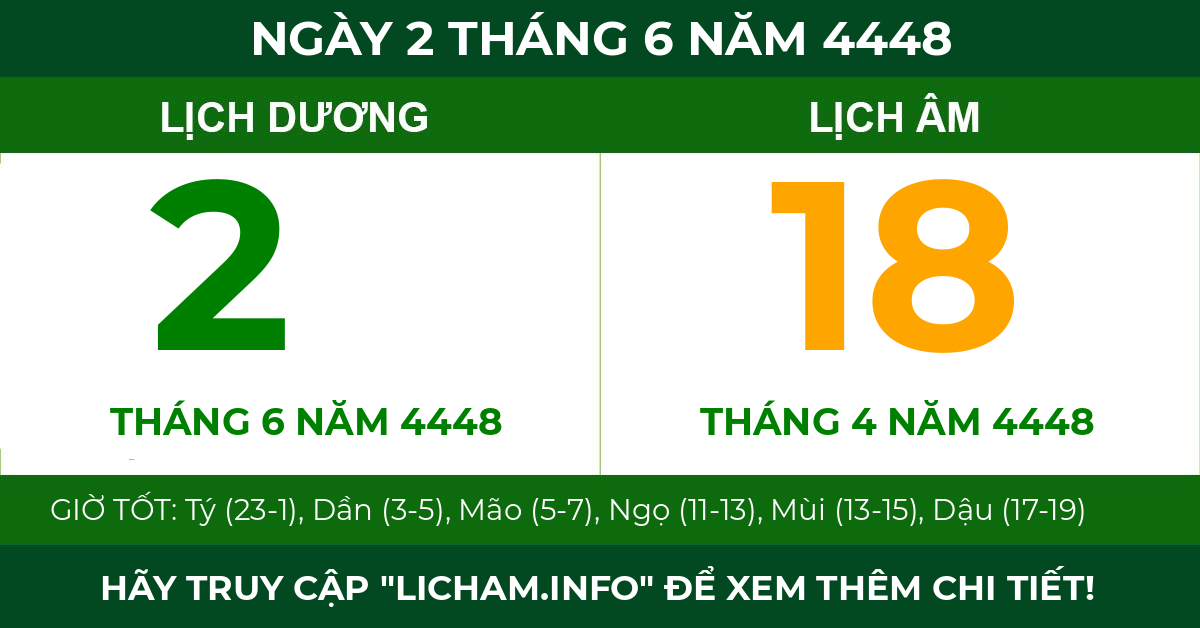 lịch âm ngày 2 tháng 6 năm 4448