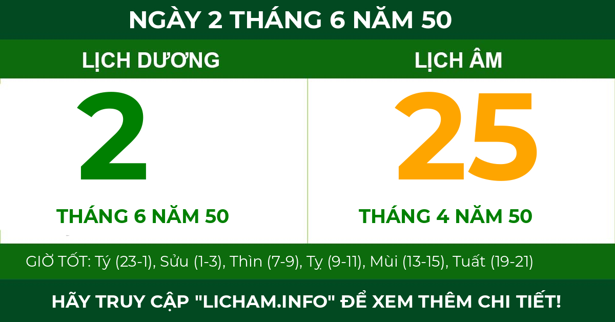lịch âm ngày 2 tháng 6 năm 50